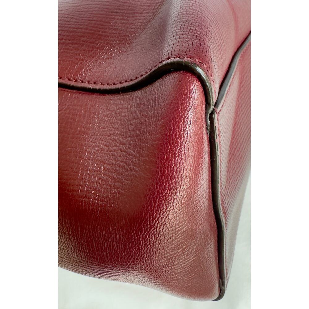 Mulberry Maple Goatskin Leather Tote Burgundy Purple Removable Pouch - Picture 7 of 15